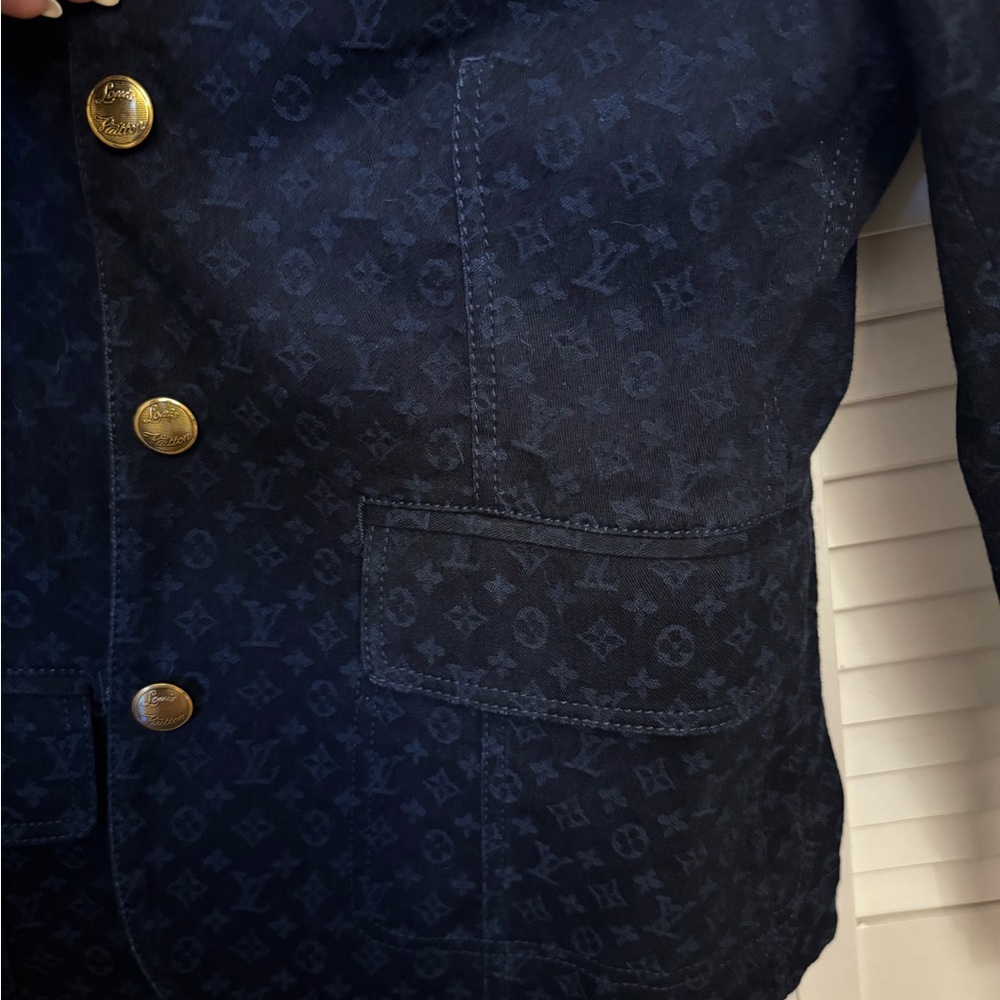 Authentic Louis Vuitton Navy Blue Monogram Jacquard Denim - Picture 5 of 11